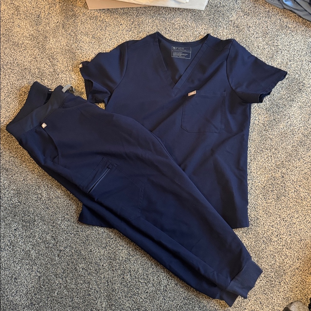 Figs Navy Blue Scrub Set